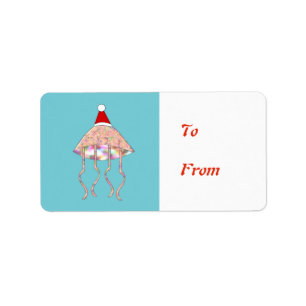 Christmas Party Jellyfish Present Tag Label