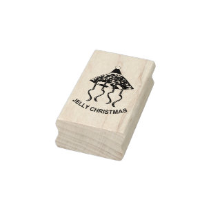 Christmas Party Jellyfish Wood Art Stamp
