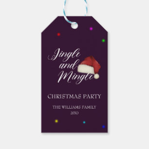Christmas Party Jingle And Mingle Purple Theme Gift Tags