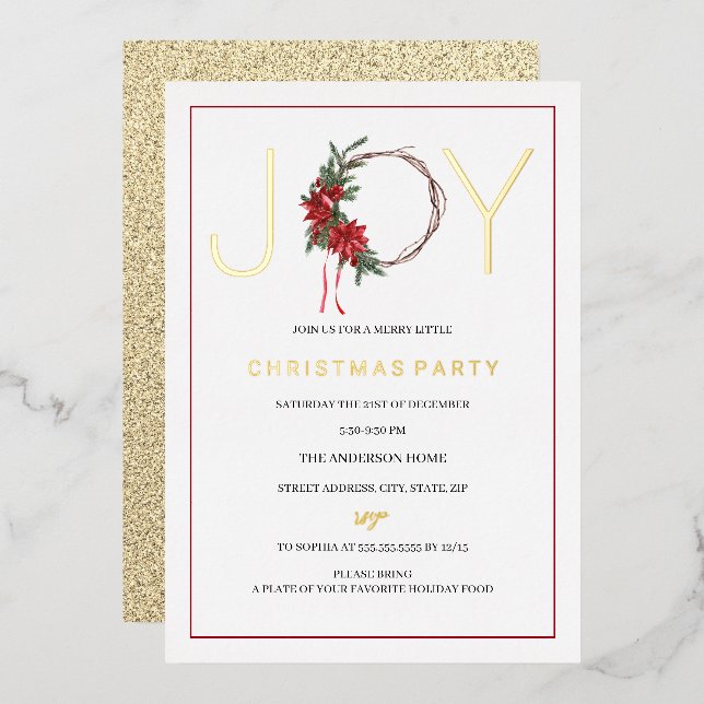 Christmas Party Joy Red Foliage Wreath  (Front/Back)