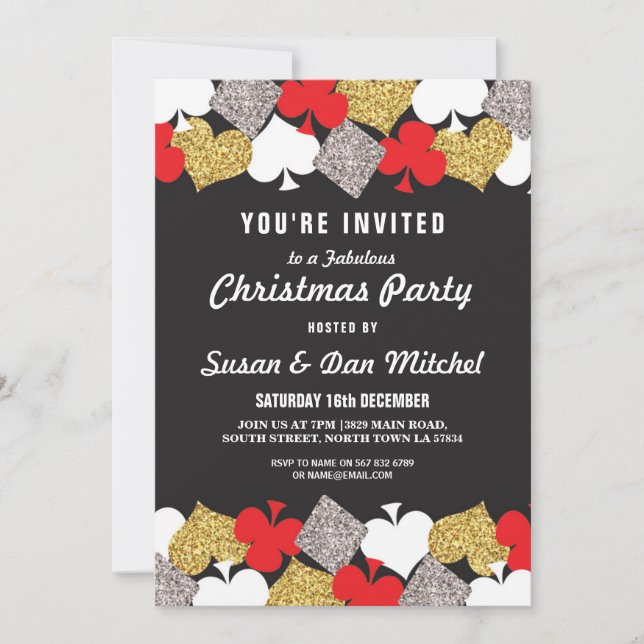 Christmas Party Las Vegas Casino Cards Invite (Front)