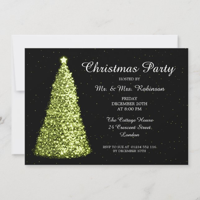 Christmas Party Lime Green Invitation (Front)
