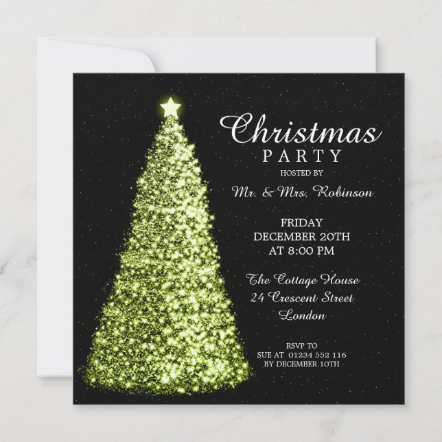 Christmas Party Lime Green Invitation (Front)