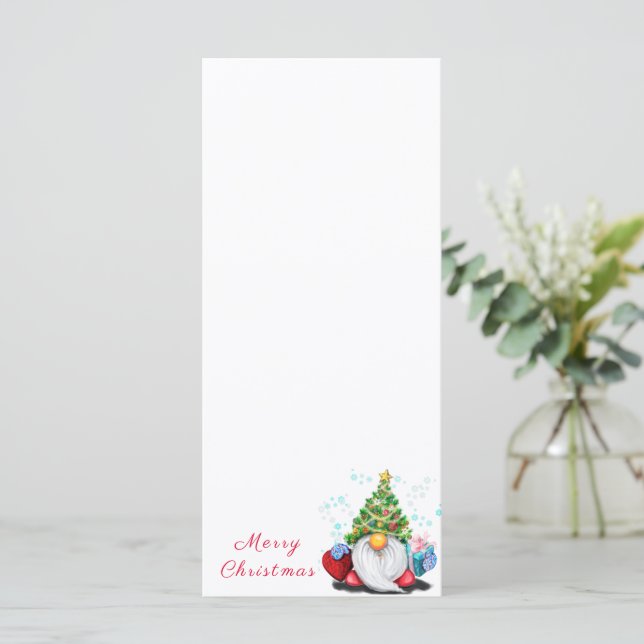 Christmas Party Menu Gnome with Gift (Standing Front)