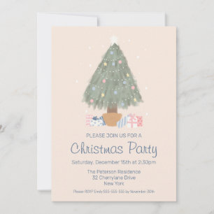 Christmas Party Merry and Bright Christmas Tree Invitation