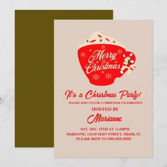 Christmas Party Merry Christmas Mug  Invitation (Front/Back)