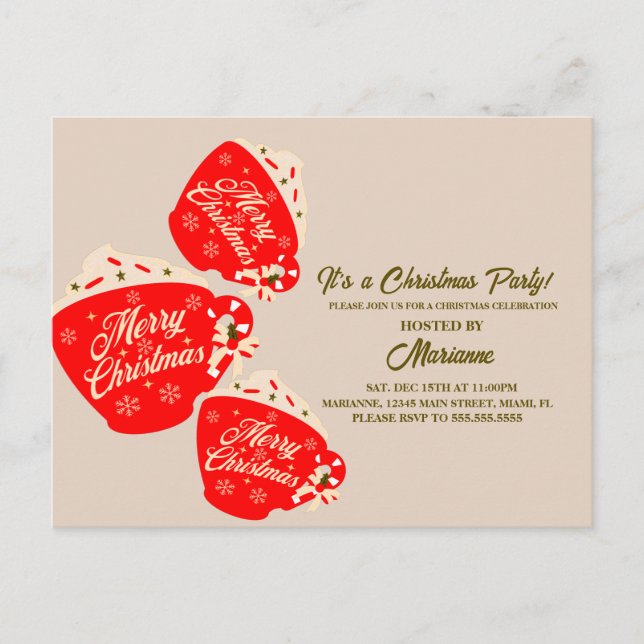 Christmas Party Merry Hot Chocolate Mug   Postcard (Front)