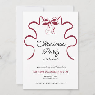 Christmas Party Minimalist Bow Invitation