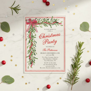 Christmas Party Mistletoe Bow Modern Holiday Party Acrylic Invitations