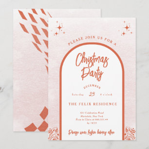 Christmas Party Modern Arch Bright Red Invitation