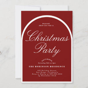 Christmas Party Modern Arch Red Invitation 