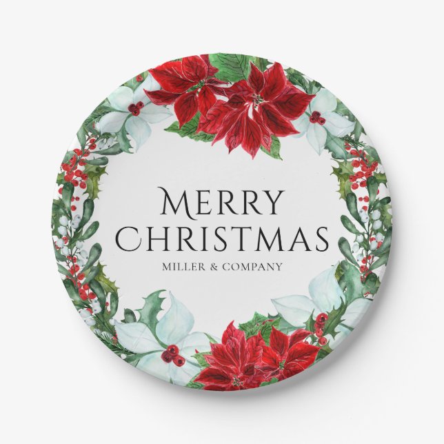 Christmas Party Modern Corporate Holiday Party Paper Plate (Front)