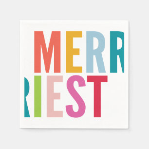 CHRISTMAS PARTY modern minial colourful merriest Napkin