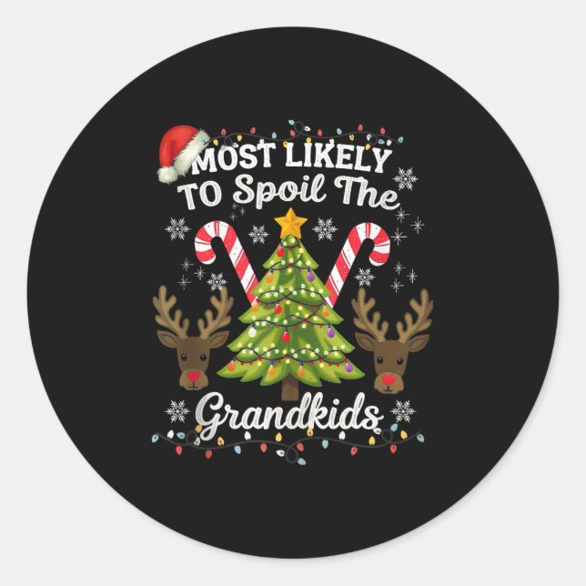 Christmas Party Most Likely To Sil The Grandkids H Classic Round Sticker (Front)
