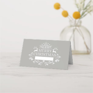 Christmas Party Name Place Card-Silver-Grey Place Card