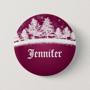 Christmas Party Name Tags Hot Pink 6 Cm Round Badge