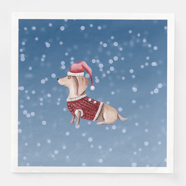 Christmas Party Napkins Dachshund Paper Napkins (Front)