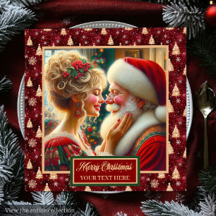 Christmas Party Napkins Red Gold Green Santa Claus