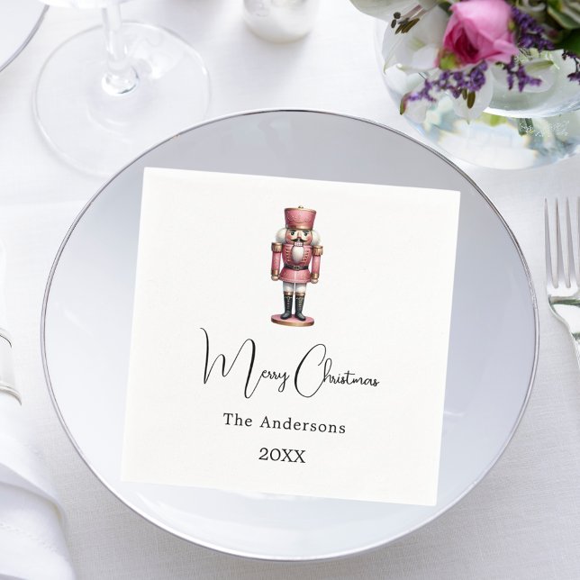 Christmas party nutcracker dusty pink napkin (Creator Uploaded)