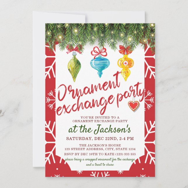 Christmas Party Ornament Exchange Invitation (Front)