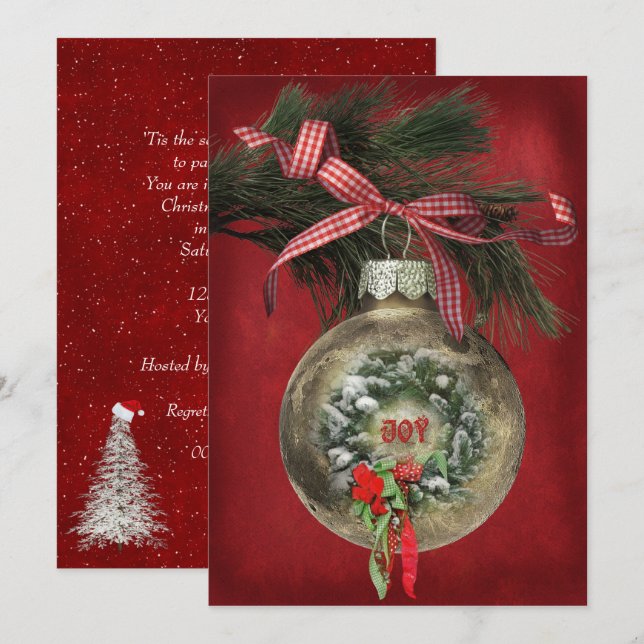 Christmas Party Ornament Invitation (Front/Back)