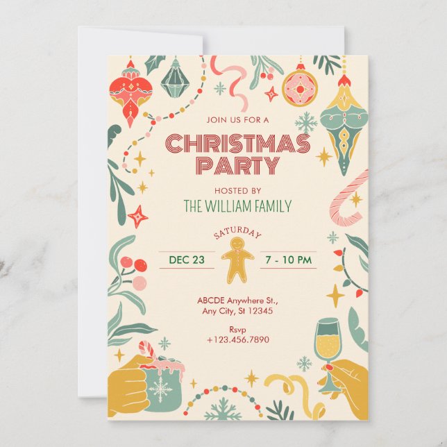 Christmas party ornaments Invitation (Front)