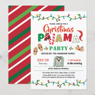 Christmas party pajama holiday party adult invitation