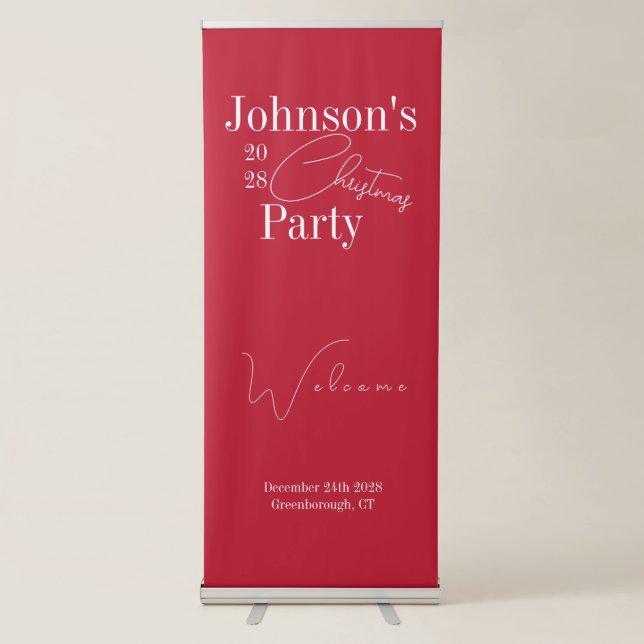 Christmas Party Personalised Typography Retractable Banner (Front)