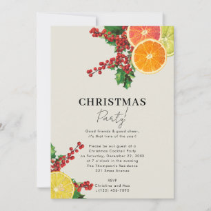 Christmas Party Pines & Citrus Winter Botanical Invitation