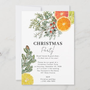 Christmas Party Pines & Citrus Winter Botanical Invitation