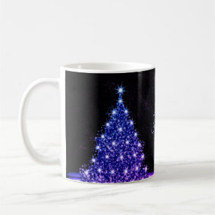 Christmas Party Pink Blue Tree Winter Black Rustic Coffee Mug