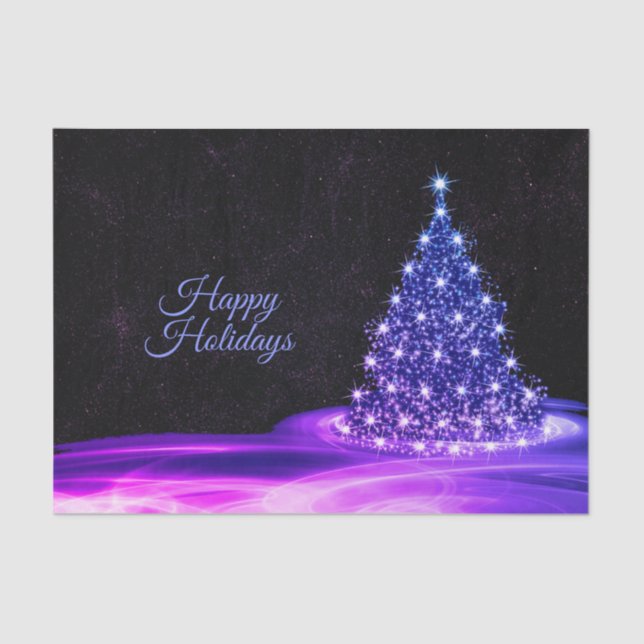 Christmas Party Pink Blue Tree Winter Black Rustic Tissue Paper (Front)