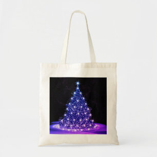 Christmas Party Pink Blue Tree Winter Black Rustic Tote Bag