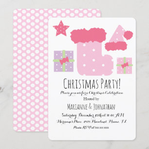 Christmas Party Pink Mix Holiday Theme Invitation