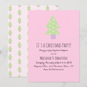 Christmas Party Pink Pastel Tree Invitation