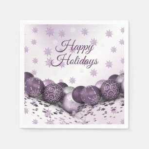 Christmas Party Pink Purple Ornament Snowflakes Napkin