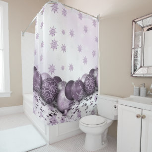 Christmas Party Pink Purple Ornament Snowflakes Shower Curtain