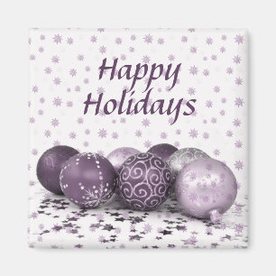 Christmas Party Pink Purple Ornaments Snowflakes Magnet