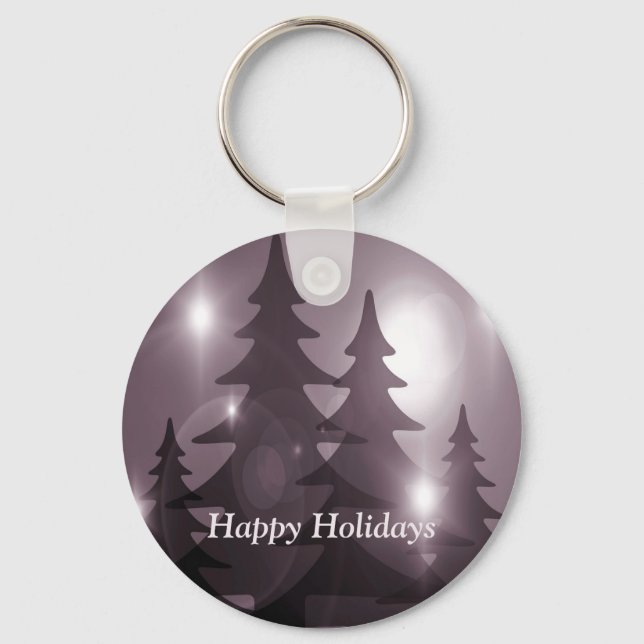 Christmas Party Pink Trees Holiday Winter Elegant Key Ring (Front)