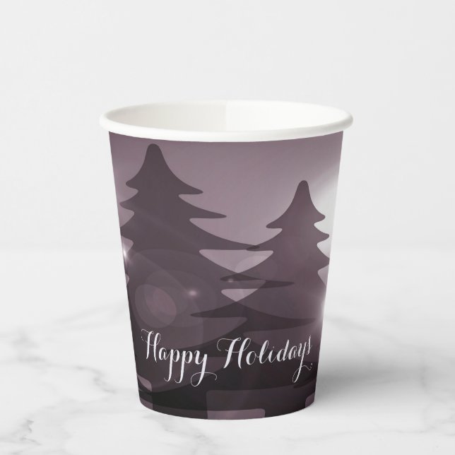 Christmas Party Pink Trees Holiday Winter Elegant Paper Cups (Left)