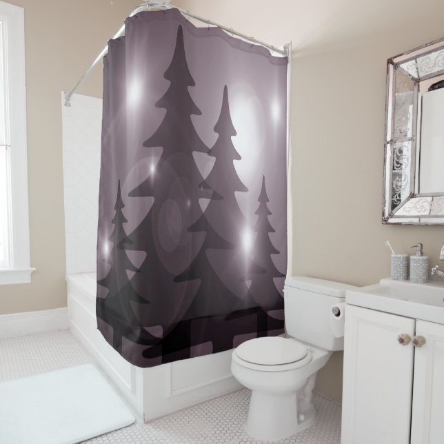Christmas Party Pink Trees Holiday Winter Elegant Shower Curtain (In Situ)