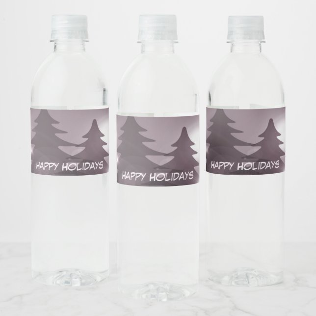 Christmas Party Pink Trees Holiday Winter Elegant Water Bottle Label (Bottles)