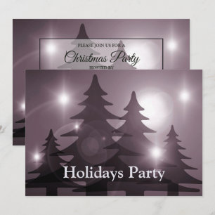 Christmas Party Pink Trees Holiday Winter Rustic Invitation