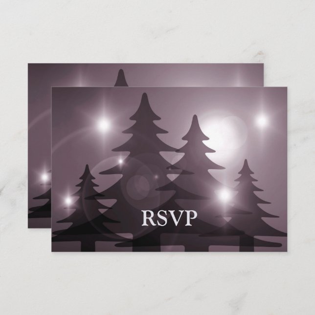 Christmas Party Pink Trees Holiday Winter Rustic RSVP Card (Front/Back)