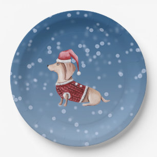 Christmas Party Plates Dachshund Dog