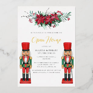 Christmas Party Poinsettia Toy Nutcracker Gold