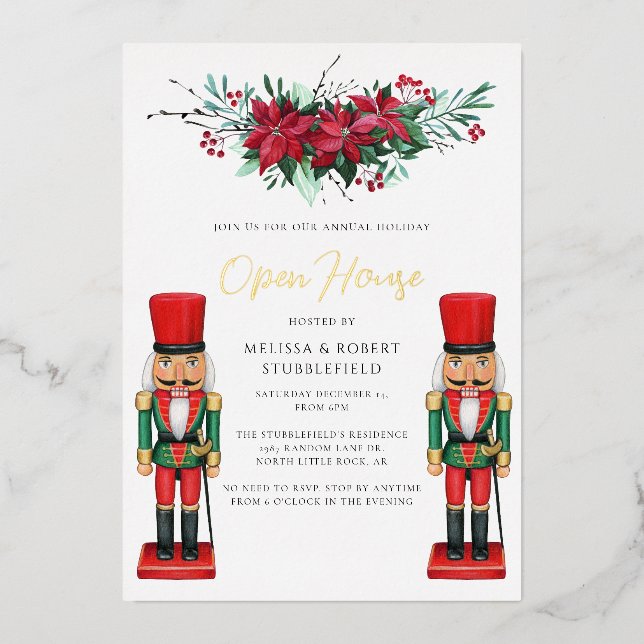 Christmas Party Poinsettia Toy Nutcracker Gold (Front)