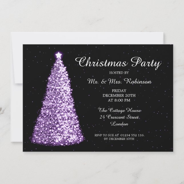 Christmas Party Purple Invitation (Front)