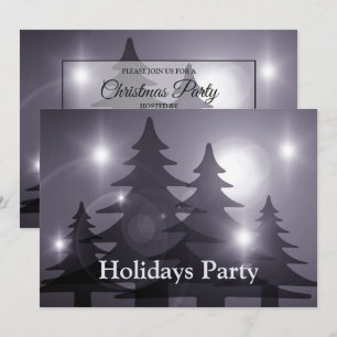 Christmas Party Purple Trees Holiday Winter Rustic Invitation