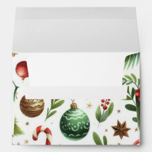 Christmas Party Red Berry Green Pine Tree Envelope